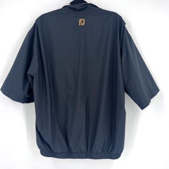 FJ FootJoy DryJoys Mens Black Short Sleeve 1/2 Zip Windbreaker Jacket Size Large - Picture 2 of 12